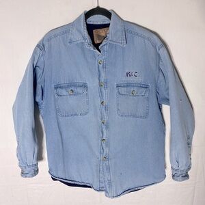 Vintage Canada Sportswear Fleece Lined Light Wash Button Up Denim Shirt M